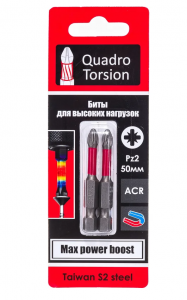 Биты PZ2 50мм (10 шт) сталь S2 ACR магнит /10/50  420250  Quadro Torsion