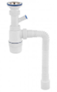 Сифон "Элит" с удл.вып, нерж.чашкой Ø70 мм, отв.д/ст.м. и г/трубой L800 мм(1½"- Ø40/50) 30986143/25