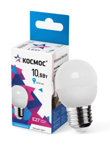 Лампа светодиодная ШАРИК GL45 10.5W E27 4500K КОСМОС  кратно 10 /80