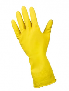 Перчатки хозяйственные латексные с х/б напылением желтые L / 240/12  DGL018L*****в