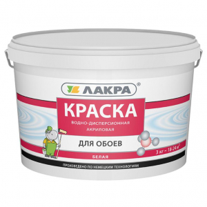 ЛАКРА краска ВД для обоев белый  3 кг./6