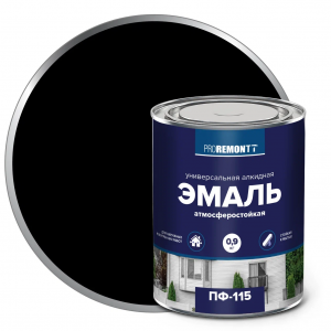 ПРОРЕМОНТ  эмаль ПФ-115 Черный 0,9 кг. /10 ТУ