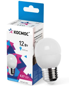 Лампа светодиодная ШАРИК GL45 12W E27 4500K КОСМОС  кратно 10 /80