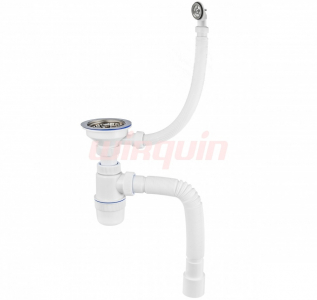 Сифон "ЭКОНОМ" с нерж чашкой экон d114 мм с кругл.перелив.и гофр.L800мм (3½")/30987098/40