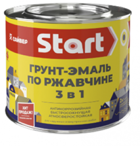 СТАРТ Грунт-эмаль по ржавчине 3 в 1 серая 0,9 кг./14