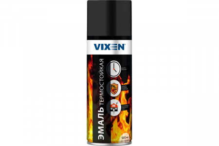 VIXEN Эмаль термостойкая черная аэрозоль до 750 С 520 мл  VX-53002  / 12
