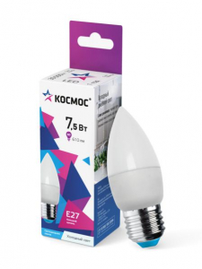 Лампа светодиодная СВЕЧА CN 7.5W E27 6500K КОСМОС  кратно 10 /80
