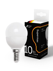 Лампа светодиодная ШАРИК 45 10W E14 4000K Supermax 10/80