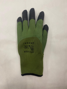 Перчатки №24 утепленные с полным рифл. облитием камуфляж (черн.пальчики) до -20 /480 временно выв.