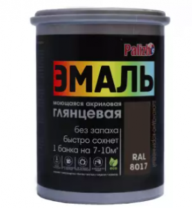 Палиж эмаль акр. глянцевая №602 шоколадно-коричневый RAL 8017 1кг/ 6 НОВИНКА