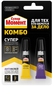 Момент Супер КОМБО клей блистер - СуперМомент унив. 3г+ СуперМомент антиклей 4г /40 3040186