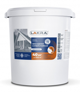 ЛАКРА краска ВД фасадная белоснеж 40кг./12 суперстойкая